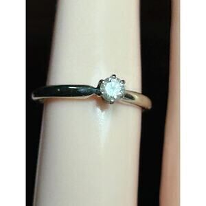 14k solid white gold diamond engagement ring dainty ring fine jewelry size 6.5